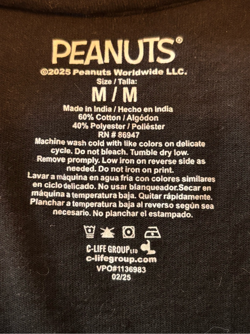 Peanuts Black Tee Pink Beagle Club Print - Picture 3 of 3